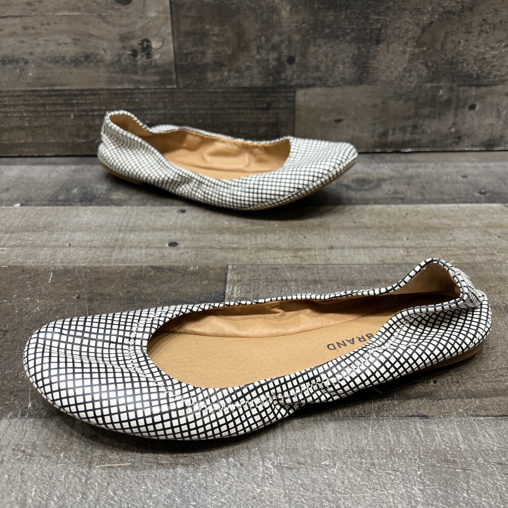 Lucky Brand Womens White/Black Leather Ballet Flats Size 8 M